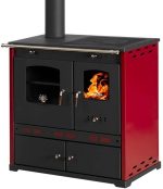 EEK A+ Kaminofen Mit Backfach Und Herdplatte Perfect Eco Lux Schwarz Rechts Holzofen 7 Kw Kamin Ofen Holz Werkstattofen Hüttenofen Heizofen Gartenofen, L