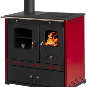 EEK A+ Kaminofen Mit Backfach Und Herdplatte Perfect Eco Lux Schwarz Rechts Holzofen 7 Kw Kamin Ofen Holz Werkstattofen Hüttenofen Heizofen Gartenofen, L
