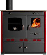 EEK A+ Kaminofen Mit Backfach Und Herdplatte Perfect Eco Lux Schwarz Rechts Holzofen 7 Kw Kamin Ofen Holz Werkstattofen Hüttenofen Heizofen Gartenofen, L