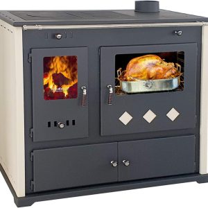 Kaminofen Mit Backfach Und Herdplatte Practik Lux Holzofen 9,5 Kw Kamin Ofen Dauerbrandofen Werkstattofen Schwedenofen Hüttenofen Heizofen