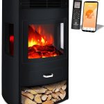 KESSER® Prio Elektrokamin Mit Heizung Heizlüfter Fernbedienung Wifi App 950/1900 W Kamin Elektrisch Led-Flammeneffekt Kaminfeuer Mit Thermostat Panorama-Sichtfenster Heizfunktion Timer