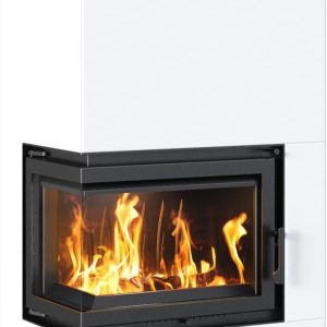 KRATKI Home Simple Box Kaminofen 8 Kw - Holzofen Stahlverkleidung Weiß 2-Seitig - Türanschlag Links, Fertigbausatz - Ø200 Mm Rauchrohranschluss - Bimschv 2 Zertifiziert