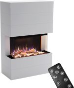GLOW FIRE Kaminofen Portia Mit Realistischem 3D E-Motion Led-Feuer - Stand-Elektrokamin Mit Heizung Und Kaminfeuer, Knistereffekt & Timer, Max. 1500 W, 140X100X45, Weiß