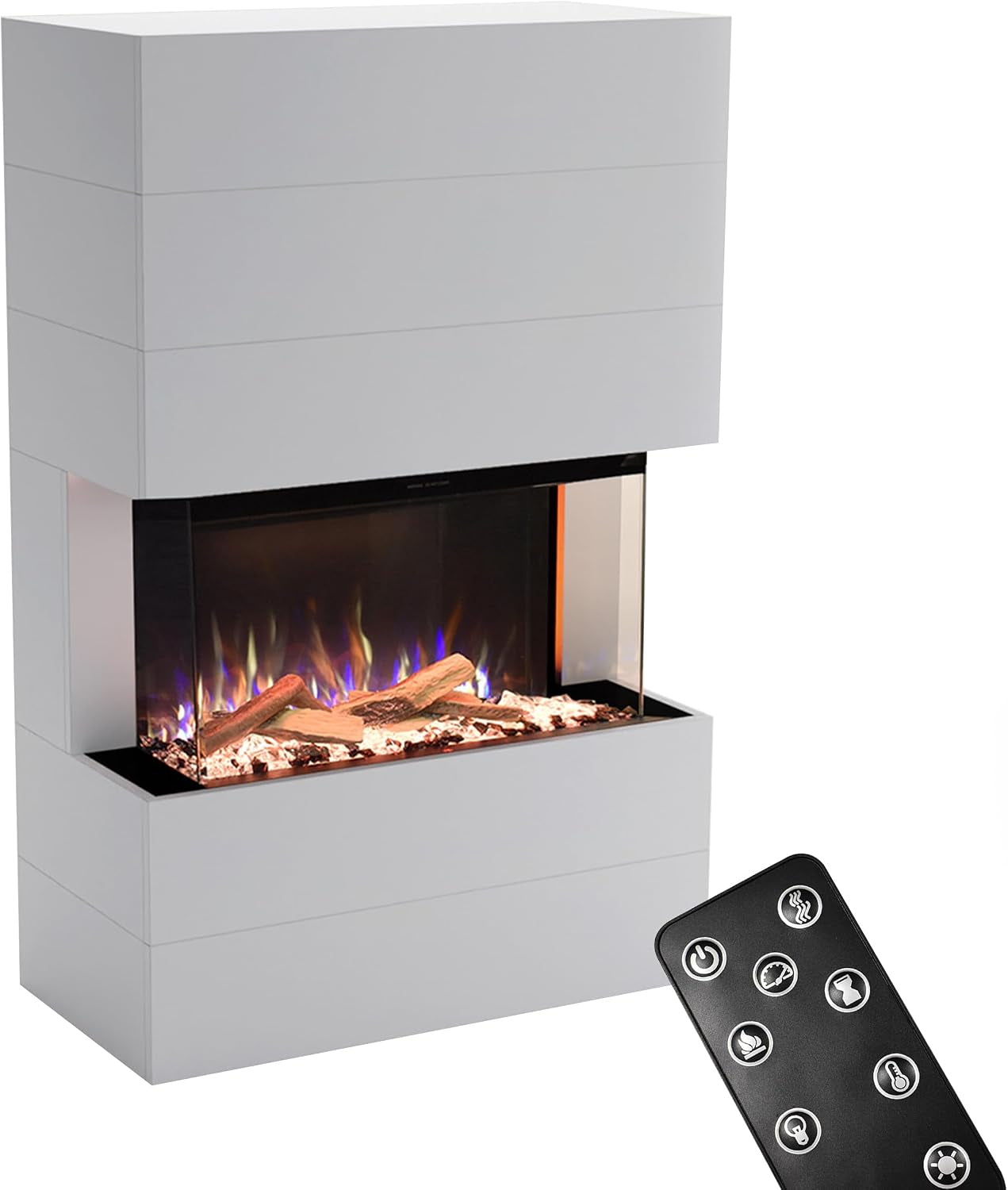 e6f9aaa822c06aa1fd227dd887188f7b GLOW FIRE Kaminofen Portia Mit Realistischem 3D E-Motion Led-Feuer - Stand-Elektrokamin Mit Heizung Und Kaminfeuer, Knistereffekt & Timer, Max. 1500 W, 140X100X45, Weiß