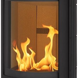 H&M Germany Kaminofen EVO 3.0 XL Stahl Schwarz Ofen Heizofen Modernes Segment-Design 7Kw Holzofen Speicherofen Rund Holzkamin Mit Großer Sichtscheibe Und Gussboden