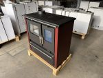Holzofen Kochherd Verso Cs plus Inox Links Mit 7.7 Kw Leistung, Großem Backfach Und Robustem Edelstahldesign [Seitenpaneele in Bordeaux]