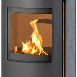 H&M Germany Kaminofen München Max Style Gussgrau/Naturstein 150Mm Rauchrohranschluss 8Kw Holzofen Kohle Schwedenofen Steinverkleidung