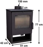 Kaminofen ALAZ K5S Schwarz 6 Kw, Kamin Heizofen Dauerbrandofen Holzofen, Кaminholz Hüttenofen, Кaminfeuer, Briketts Kamin, Fireplace Wood