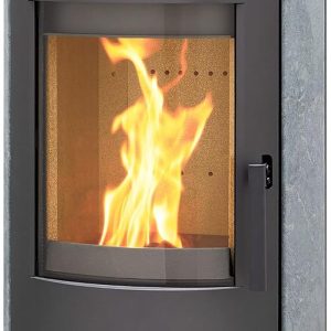 Kaminofen München XL Stahl Gussgrau Speckstein 7Kw Speicherofen Steinverkleidung Holzofen Dauerbrand Geeignet Schwedenofen